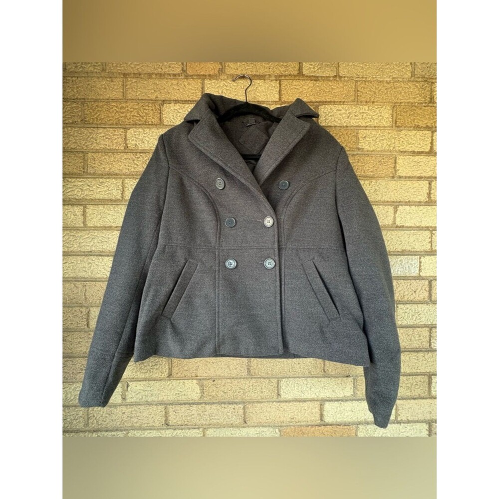 Jou Jou Dark Gray Double-Breasted Peacoat